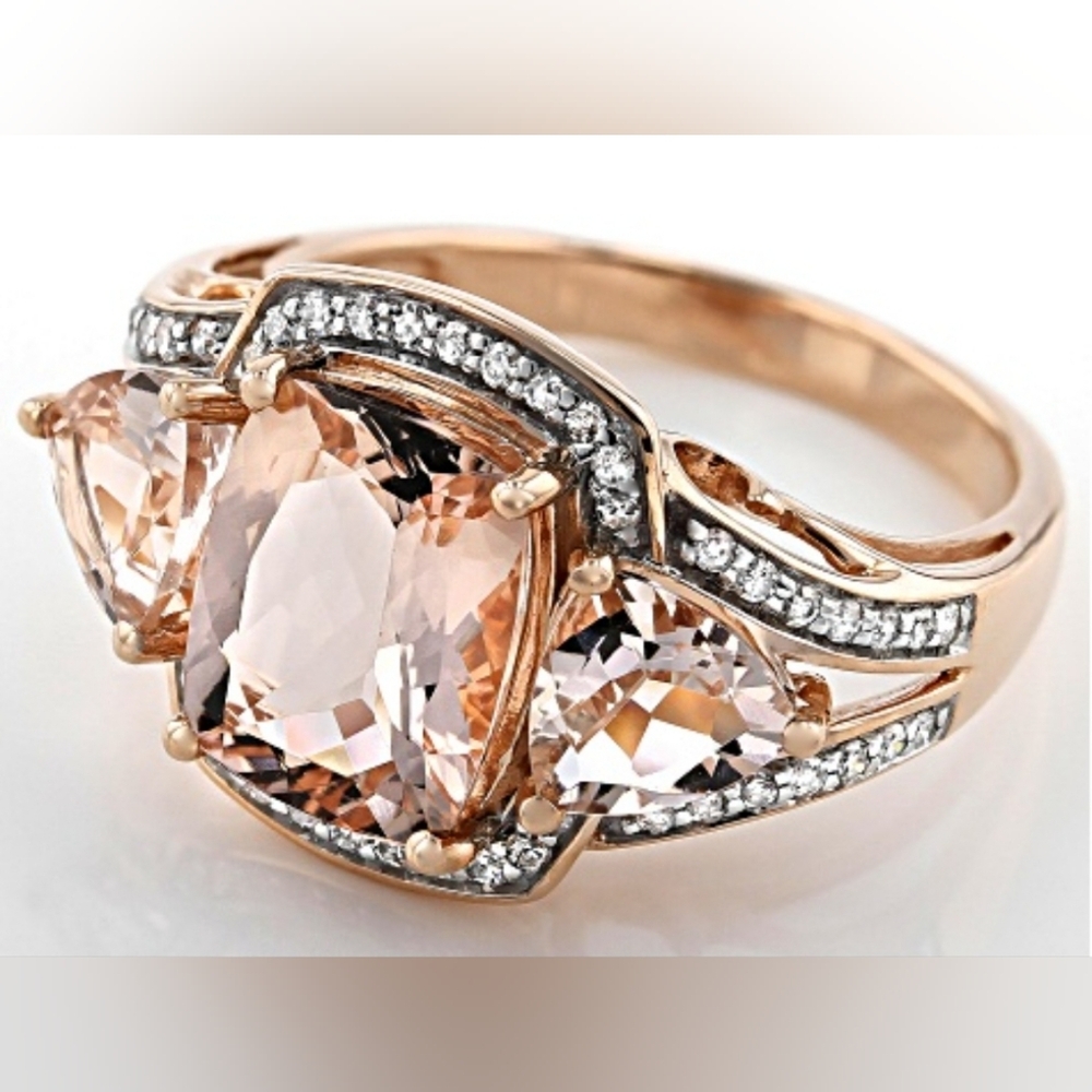 Genuine 10K Rose Gold Morganite & Diamond 3.86 Carat Ring Size 8! 🍑✨️ - Picture 7 of 7